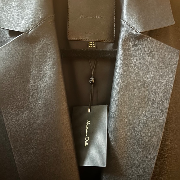 Massimo Dutti Leather Jacket Blazer Black NWT - Picture 5 of 8